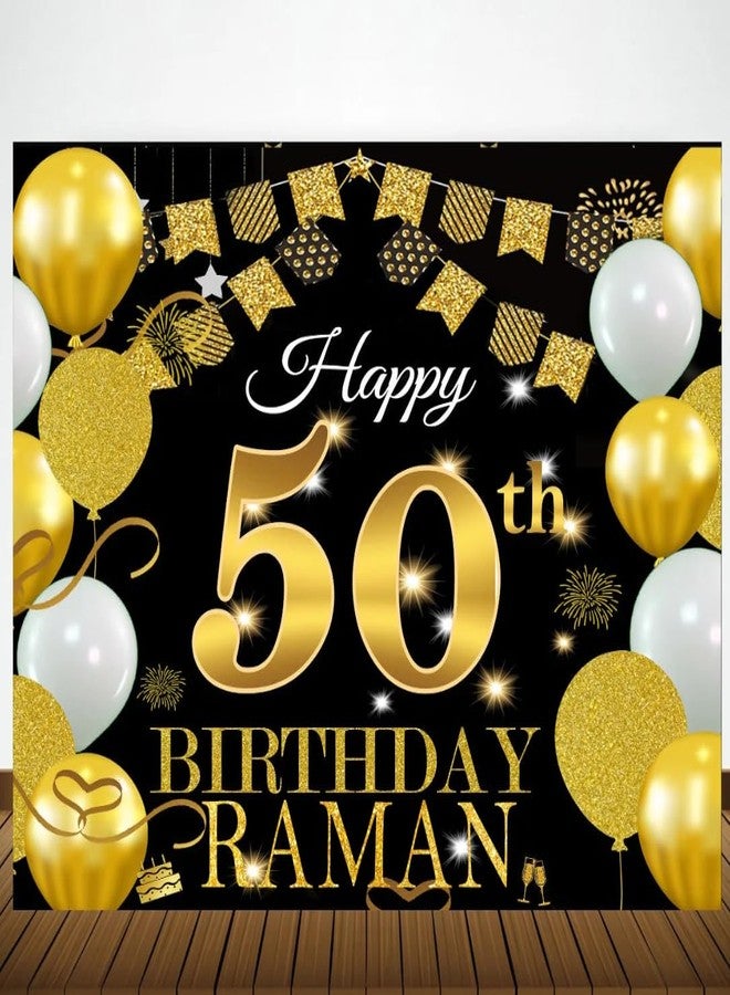 Theme My Party 50th Birthday Customised Backdrop I 50th Birthday Decoration For Him I 50 Years Birthday Backdrop - Image 1